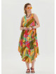 Boat Neck Loose Cut Yellow Authentic Dress 4666